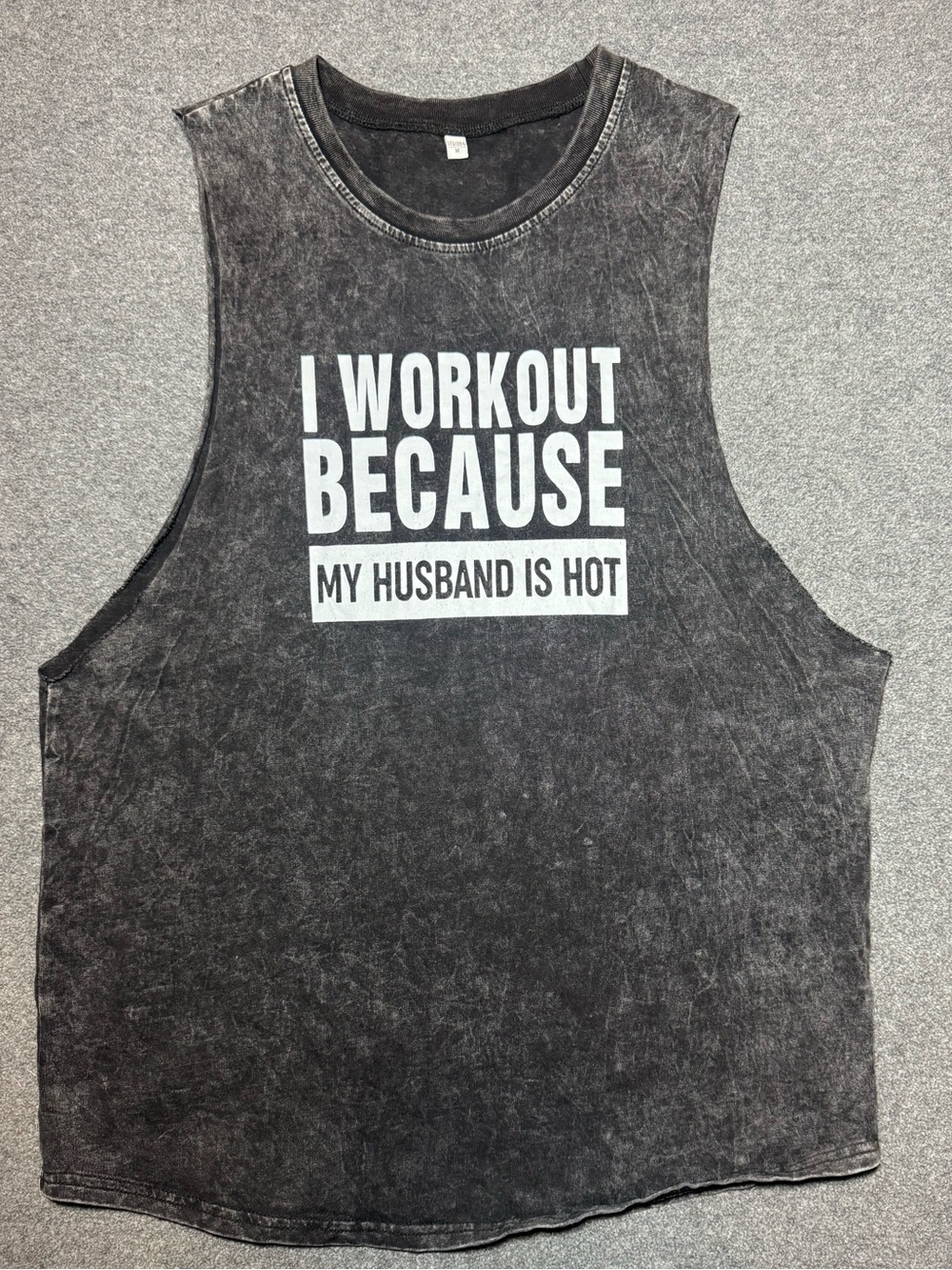 Black Acid Wash Graphic Muscle Tank- Size Medium